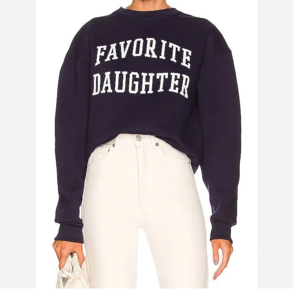 Anthropologie Favorite Daughter navy college crewneck sweatshirt
